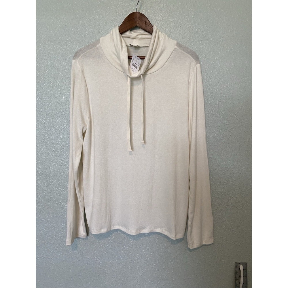 J Crew Cowl Neck Sweater Lightweight Ivory With Drawstrings New W Tags Large NWT